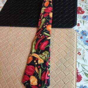 Lands' End Chili Peppers Tie 100% Silk